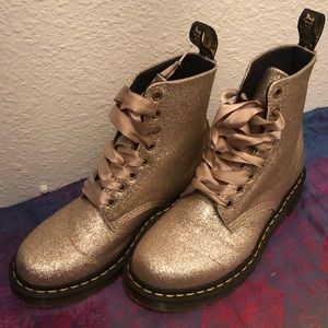 New Dr. Martens Gold Glitter 1460 Pascal Boots